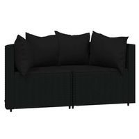 2 uds sofas de esquina jardin  sofa de exterior con cojines ratan sintetico negro