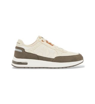 A|X Armani Exchange para hombre. XUX090XV276M1315 Zapatillas con suela alta y logo beige (43), Plano, 1 a 3cm, Cordones, Casual