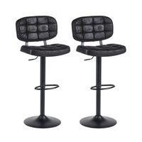 conjunto de 2 sillas de bar giratorias y regulables en altura estilo retro tapizados en gamuza sintetica negro tilton