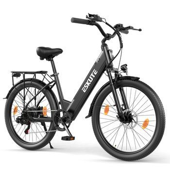 Bicicleta Eléctrica Eskute C100 Plus, Urbana Y Para Desplazamientos Diarios Para Adultos, Negra
