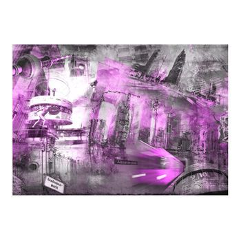 Papel Pintado 3d - Berlín - Colage (violeta) (200x140 Cm)
