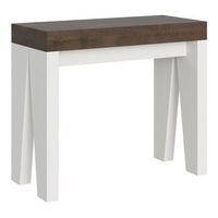 consola extensible 90x40300 cm naxy mix tapa nogal - patas fresno blanco