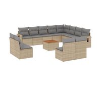 vidaxl set sofas de jardin con cojines 13 pzas ratan sintetico beige