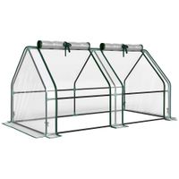outsunny invernadero con ventana con cremallera invernadero de pelicula resistente al invierno de acero 180 x 90 x 90 cm transparente   aosom espana