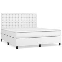 cama box spring con colchon cuero sintetico blanco 180x200 cm vidaxl