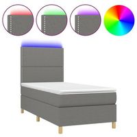 estructura de cama led con cabecero con somier colchon 100x200 cm tela gris oscuro tdl0208437