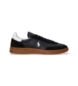 Polo Ralph Lauren para hombre. 809961181002 Zapatillas Bedford de ante y piel negro (41), Plano, Cordones, Casual