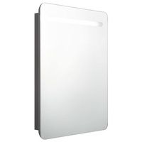 armario de bano con espejo y led gris 60x11x80 cm vidaxl
