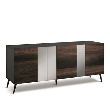 Aparador de 3 puertas con espejos de madera marrón 180x50 cm 80h