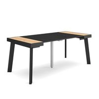 mesa consola extensible mesa comedor plegable 180 para 8 comensales patas de madera estilo moderno roble y negro