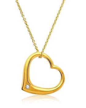 Cadena con colgante corazón de plata chapada en oro