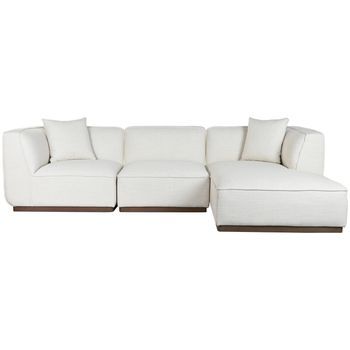 Sofa Madera De Hevea Poliester 279x171x72 Crema