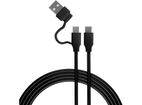 cable - fr-tec usb-c play  charge 3m ft0042 a con adaptador usb-a compatible mando dualsense negro