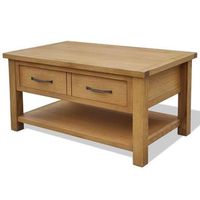 mesa de centro de madera maciza de roble 88x53x45 cm vidaxl