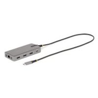 startechcom adaptador multipuertos usb-c para 3 monitores - 4k 60hz doble  hdmi y displayport 4k 30hz - hub usb de 3 puertos - pd de 100w de pass-through - docking station de viajes - winchrome