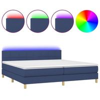 cama box spring con colchon y led tela azul 200x200 cm vidaxl
