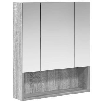Armario Con Espejo De Baño Gris Sonoma 60 X 14.5 X 70 Cm Vidaxl