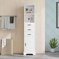 armario de bano - mueble columna de almacenamiento - mdf - blanco 38x26x1725cm