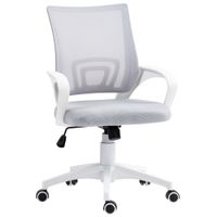 homcom silla de escritorio de malla giratoria con altura ajustable funcion de basculante y reposabrazos gris   aosom espana