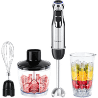 aigostar buckle - batidora de mano 3 en 1 1000w 6 velocidades y modoturbo batidora mano con vaso picador de 500ml vaso medidor de 600ml y batidor de huevo libre de bpa