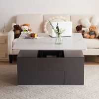 mesa de centro elevable 100  51  47 cm 2 en 1 gris con almacenamiento