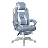 silla de oficina respaldo ajustable azul pavo  blanco crema