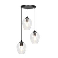 lampara colgante con base redonda y 3 pantallas de cristal max 100cm