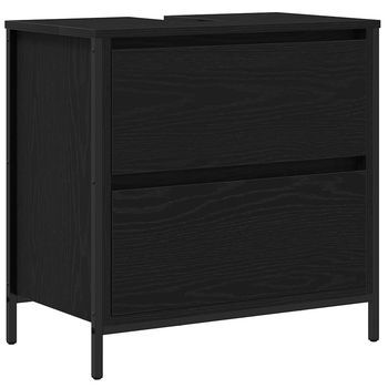Mueble De Baño Con Lavabo Y Cajones Roble Negro 60x34,5x60 Cm Vidaxl