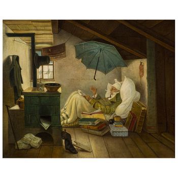 Legendarte - Cuadro Lienzo, Impresión Digital - El Poeta Pobre - Carl Spitzweg - Decoración Pared Cm. 50x60