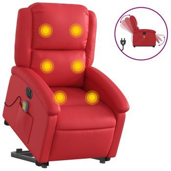 Sillón De Majaje Elevable Eléctrico Cuero Artificial Rojo Cfw807107