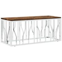 mesa de centro acero inoxidable y madera maciza reciclada vidaxl