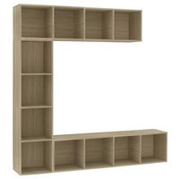 3 uds mueble tv  mueble de salon  armario tv y libreria roble sonoma 180x30x180 cm