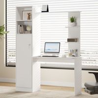 escritorio blanco con armario y estanteria 1235 x 45 x 1685 cm