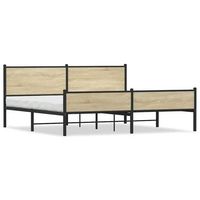cama de matrimonio  cama de adulto  estructura de cama sin colchon metal roble sonoma 193x203 cm