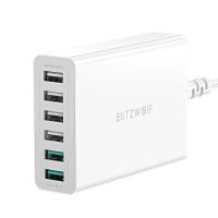 cargador usb blitzwolf bw-s15 de 60w y 6 puertos estacion de carga de escritorio con carga rapida dual qc30 cargador