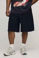 pantalon deportivo plus holgado con bordado en contraste azul