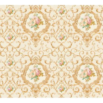 Papel Pintado A.s. Création Barroco Oro Y Amarillo - As-343916 - 53 Cm X 10,05 M