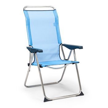 Silla De Playa Y Jardín Plegable Solenny Reclinable 5 Posiciones Con Respaldo Anatómico 67x63x114 Cm Color Azul