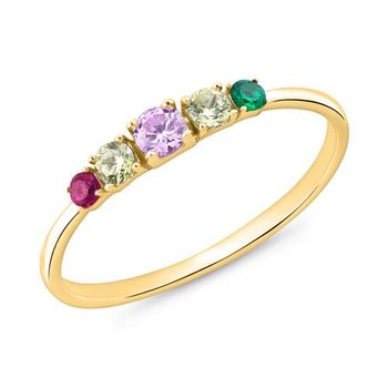 Anillo de mujer de plata 925 chapada en oro circonita cúbica de colores