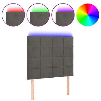 Cabecero Con Luces Led Terciopelo Gris Oscuro 80x5x118/128 Cm Vidaxl