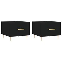 juego de 2 mesas de centro con cajon 50 x 50 x 40 cm madera de ingenieria negra y hierro dec040416