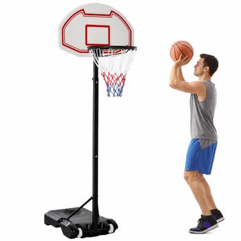 HOMCOM Canasta de Baloncesto Ajustable 194-249 cm con Base Rellenable Ruedas de Transporte Multicolor   Aosom España