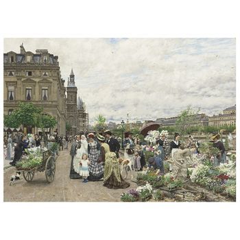 Legendarte - Cuadro Lienzo, Impresión Digital - Le Quai Aux Fleures - Firmin Girard - Decoración Pared Cm. 50x70