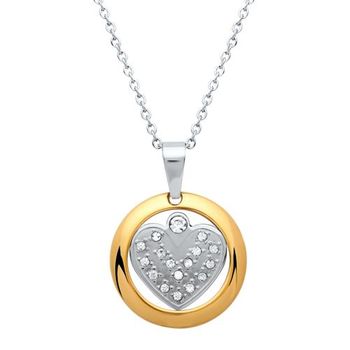 Colgante corazón moderno con circonita cúbica incl. cadena