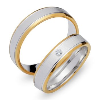 Alianzas 14 quilates oro amarillo-blanco con diamante