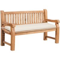banco de jardin de teca daxon con cojin de asiento madera crema 61x150x93 cm clp