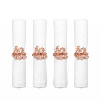 Anillos para servilletas coral rosado dorado - lote de 4