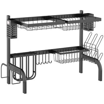 Escurridor de platos 65x31.5x52.5 cm negro