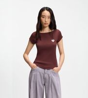 boss para mujer 50556997 camiseta etine marron oscuro xs casual algodon manga corta