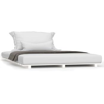 Estructura De Cama Madera Maciza De Pino Blanco 135x190 Cm Vidaxl
